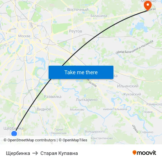 Щербинка to Старая Купавна map
