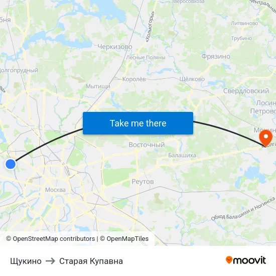 Щукино to Старая Купавна map