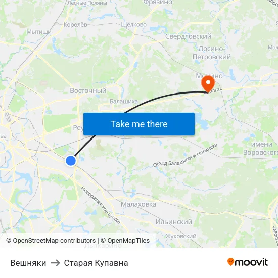 Вешняки to Старая Купавна map