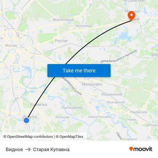 Видное to Старая Купавна map