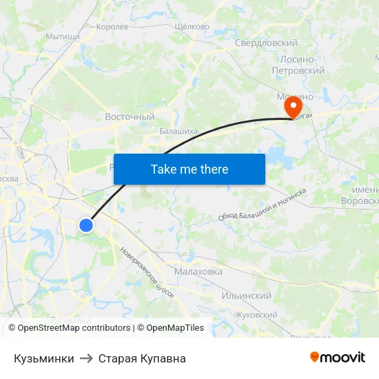 Кузьминки to Старая Купавна map