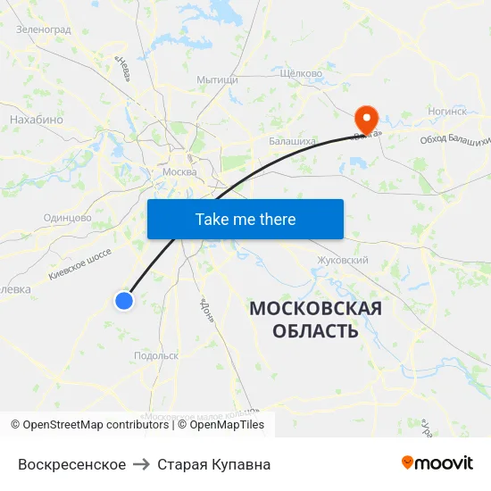 Воскресенское to Старая Купавна map