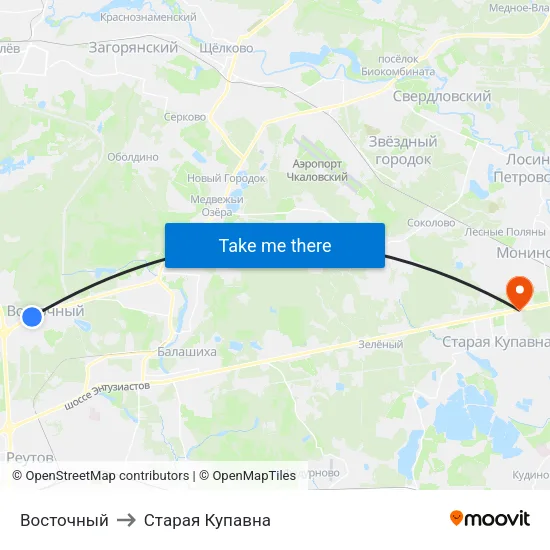 Восточный to Старая Купавна map