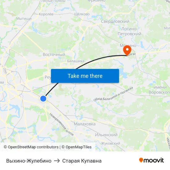 Выхино-Жулебино to Старая Купавна map