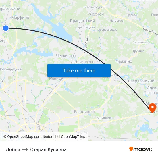 Лобня to Старая Купавна map
