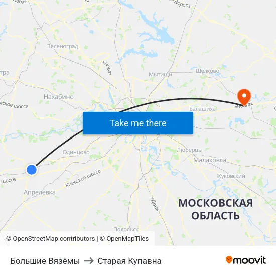 Большие Вязёмы to Старая Купавна map
