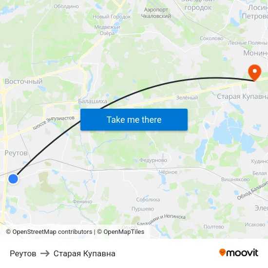 Реутов to Старая Купавна map
