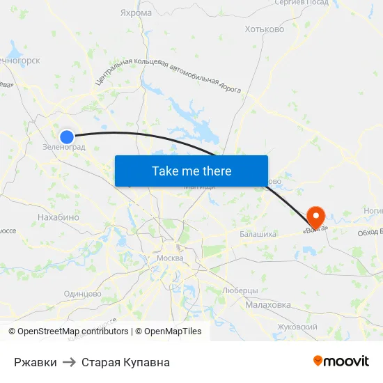Ржавки to Старая Купавна map