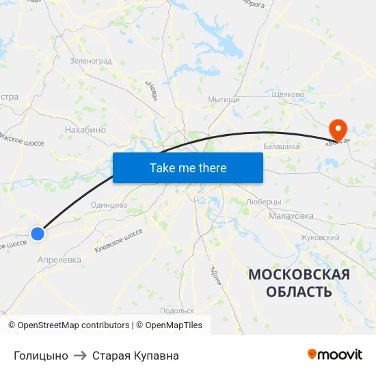Голицыно to Старая Купавна map