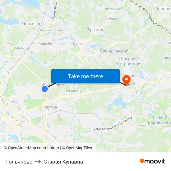 Гольяново to Старая Купавна map