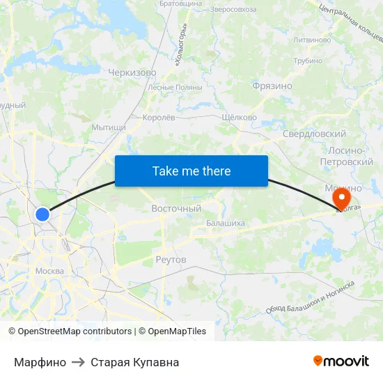 Марфино to Старая Купавна map