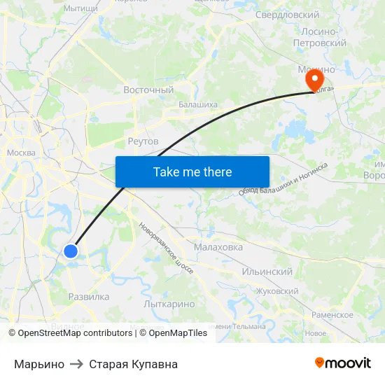 Марьино to Старая Купавна map