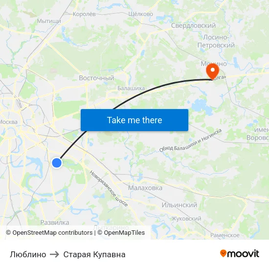 Люблино to Старая Купавна map