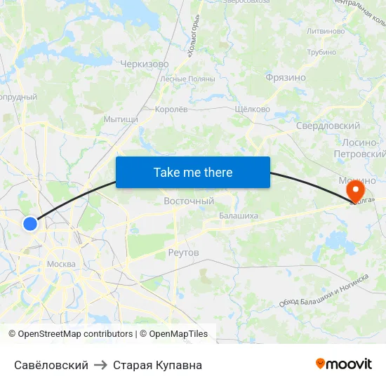 Савёловский to Старая Купавна map