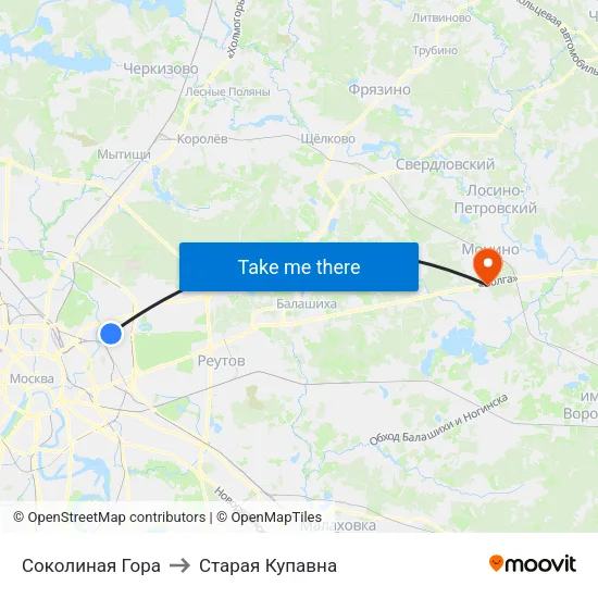 Соколиная Гора to Старая Купавна map