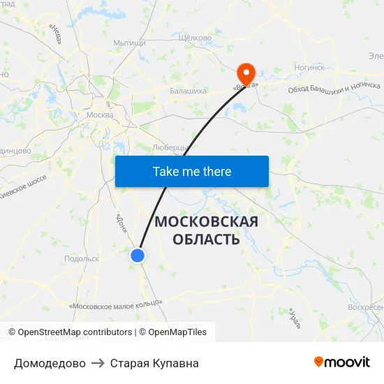 Домодедово to Старая Купавна map