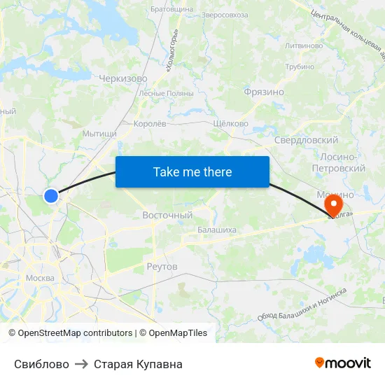 Свиблово to Старая Купавна map
