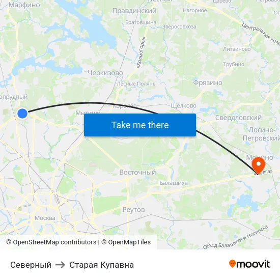 Северный to Старая Купавна map