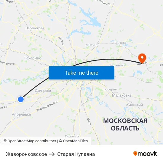 Жаворонковское to Старая Купавна map