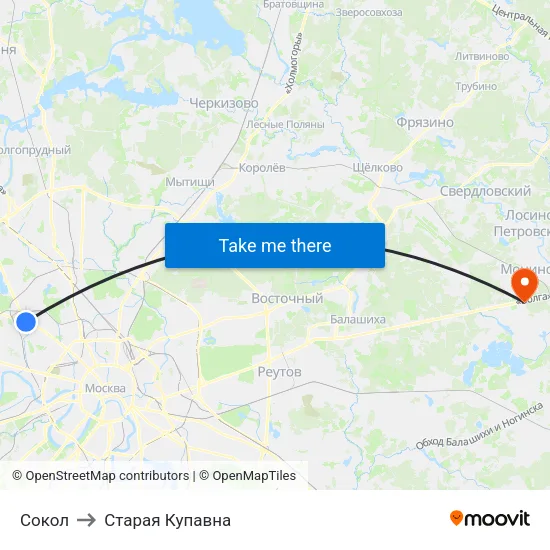 Сокол to Старая Купавна map