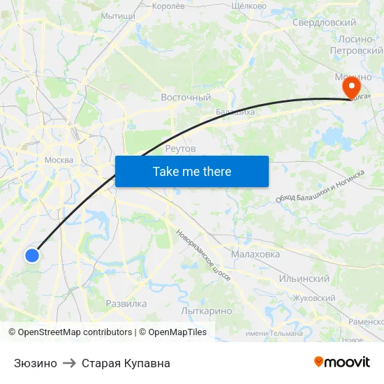 Зюзино to Старая Купавна map