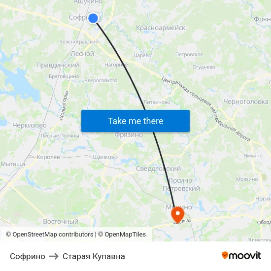 Софрино to Старая Купавна map