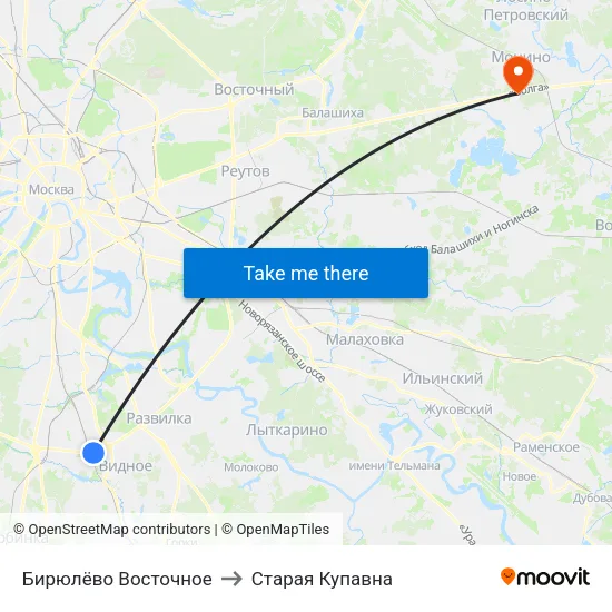 Бирюлёво Восточное to Старая Купавна map