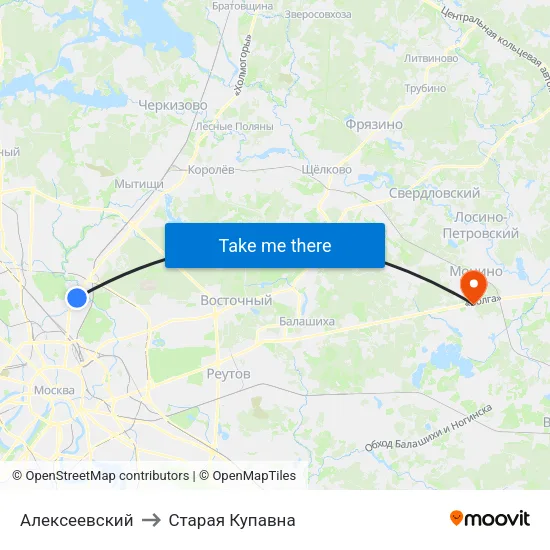 Алексеевский to Старая Купавна map