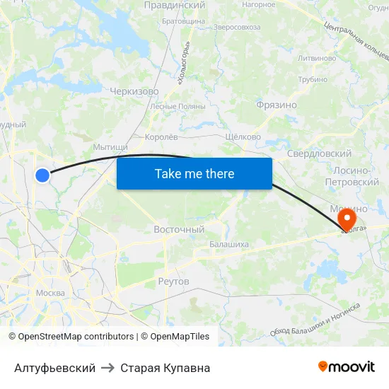 Алтуфьевский to Старая Купавна map