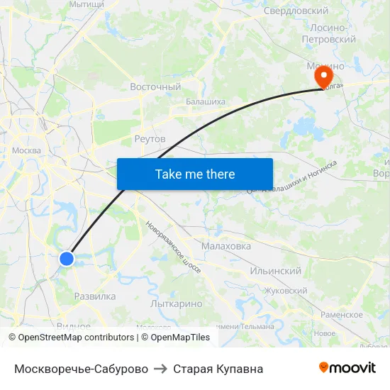 Москворечье-Сабурово to Старая Купавна map
