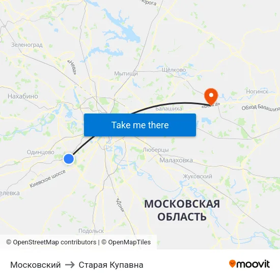 Московский to Старая Купавна map