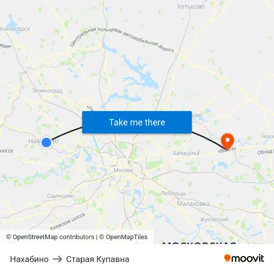 Нахабино to Старая Купавна map