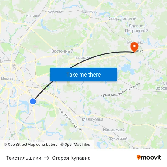 Текстильщики to Старая Купавна map