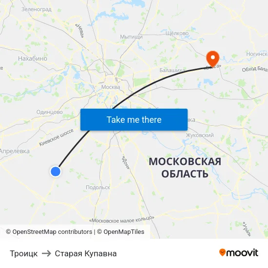 Троицк to Старая Купавна map