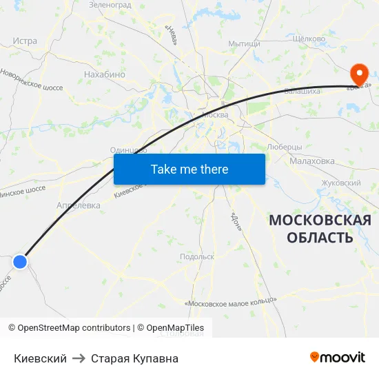 Киевский to Старая Купавна map