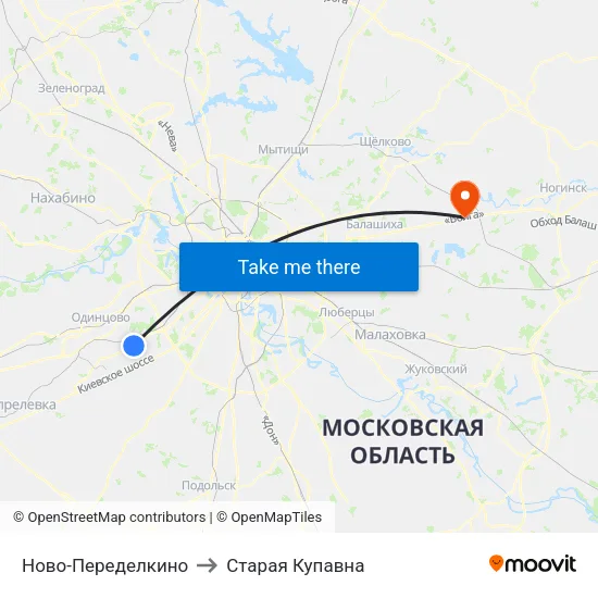 Ново-Переделкино to Старая Купавна map