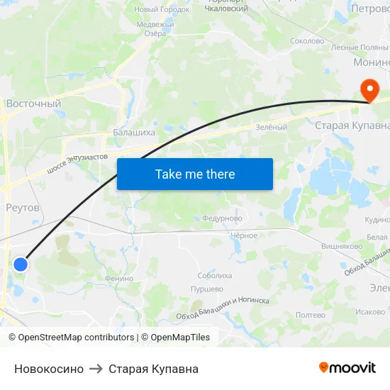 Новокосино to Старая Купавна map