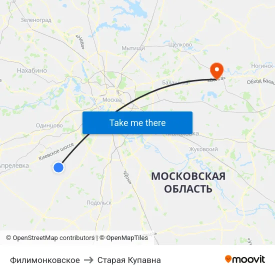 Филимонковское to Старая Купавна map