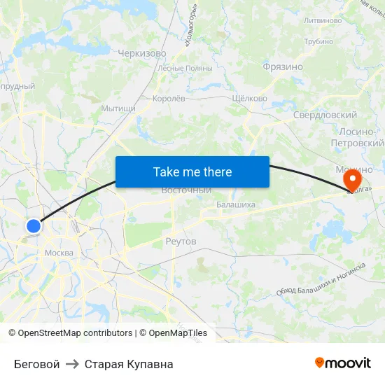 Беговой to Старая Купавна map