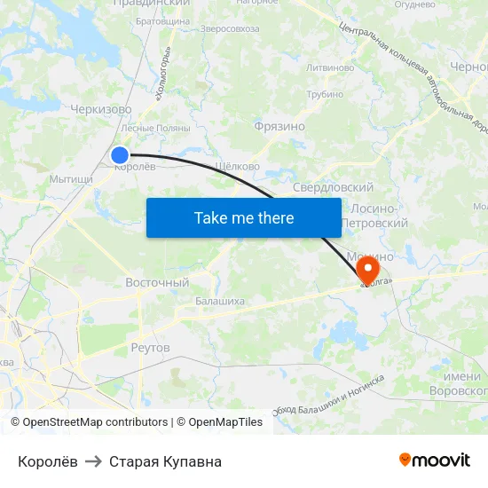 Королёв to Старая Купавна map