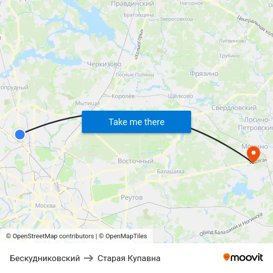 Бескудниковский to Старая Купавна map