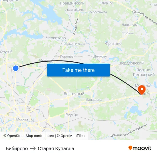 Бибирево to Старая Купавна map