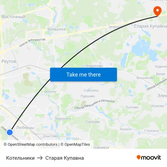 Котельники to Старая Купавна map