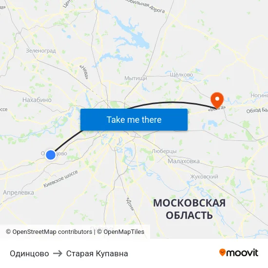 Одинцово to Старая Купавна map