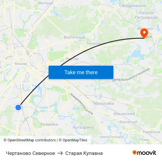 Чертаново Северное to Старая Купавна map