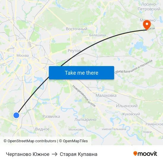 Чертаново Южное to Старая Купавна map