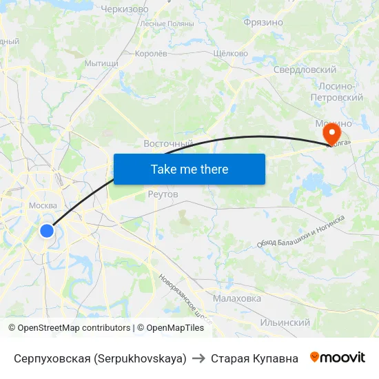 Серпуховская (Serpukhovskaya) to Старая Купавна map
