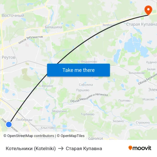 Котельники (Kotelniki) to Старая Купавна map