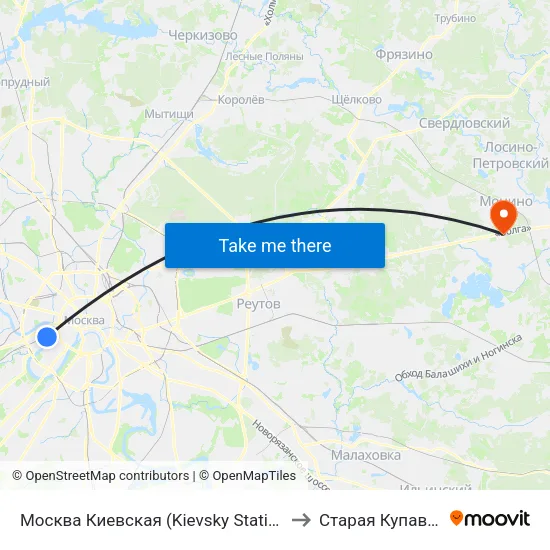 Москва Киевская (Kievsky Station) to Старая Купавна map