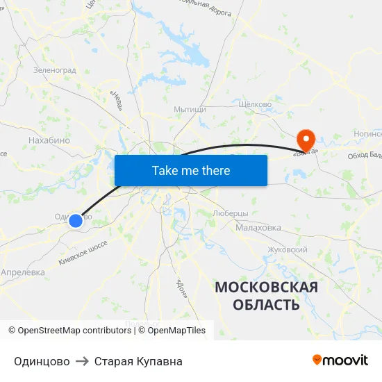 Одинцово to Старая Купавна map